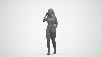 3D people model woman casual walking, scanned human for 3ds Max rendering, three-quarter front view render
