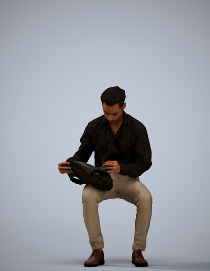 photogrammetry 3D man business sitting, realistic human model archviz FBX