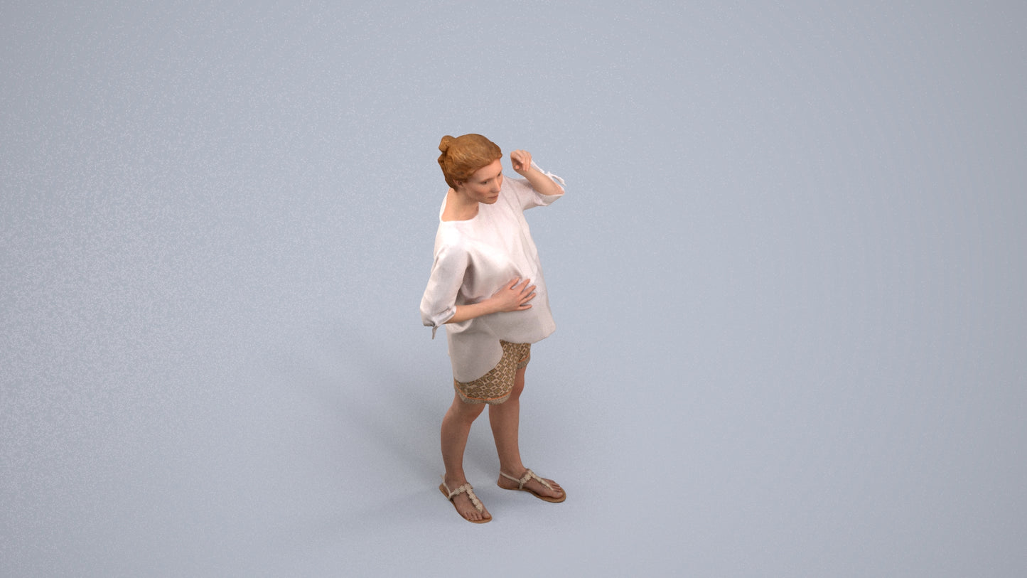 realistic 3D people woman casual standing, render-ready for V-Ray and Corona, FBX OBJ, back view render