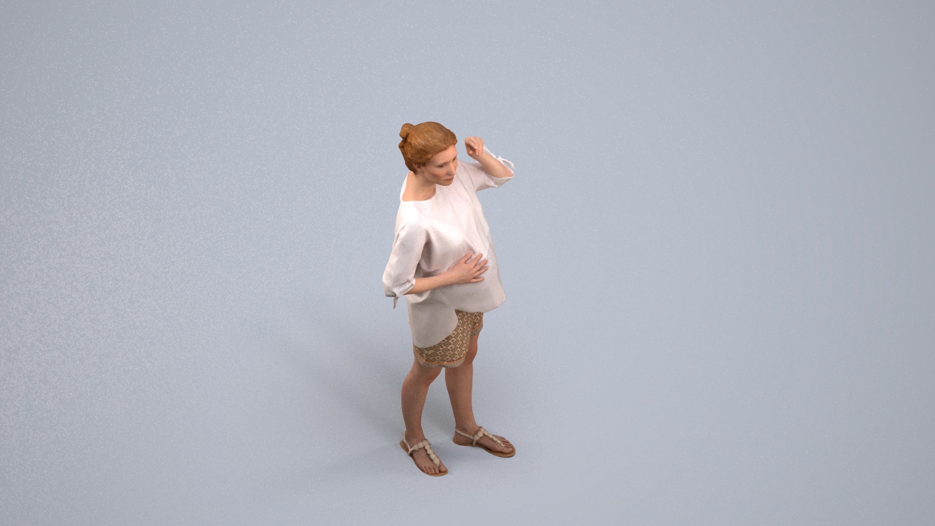 realistic 3D people woman casual standing, render-ready for V-Ray and Corona, FBX OBJ, back view render