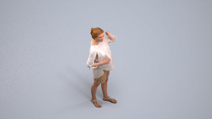 realistic 3D people woman casual standing, render-ready for V-Ray and Corona, FBX OBJ, back view render