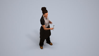 photogrammetry 3D woman hospitality, realistic human model archviz FBX, back view render