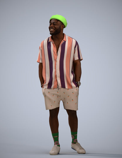 3D scanned man walking casual, photorealistic archviz people for Enscape and SketchUp