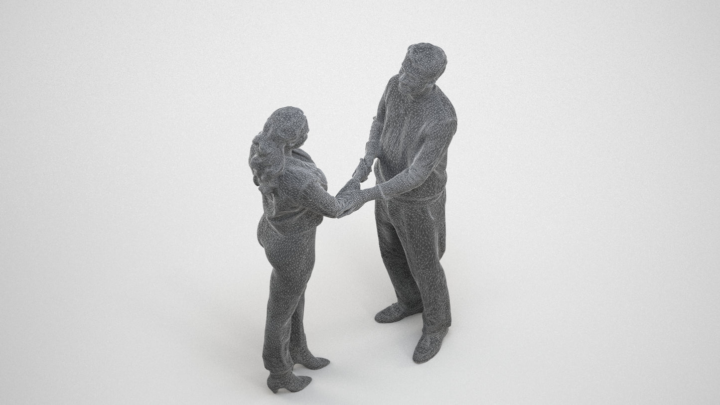 realistic 3D woman business, scanned archviz people for Blender and 3ds Max, wireframe three-quarter view