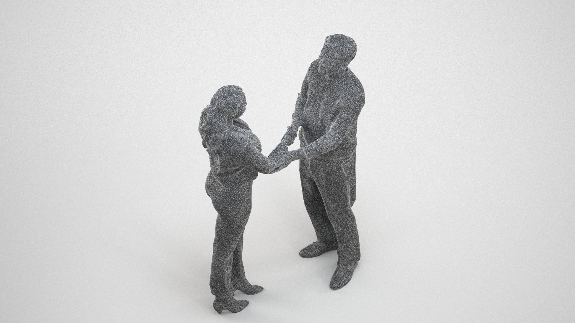 realistic 3D woman business, scanned archviz people for Blender and 3ds Max, wireframe three-quarter view