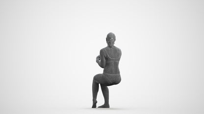 scanned 3D woman pool, photogrammetry people for Enscape and V-Ray, wireframe front view