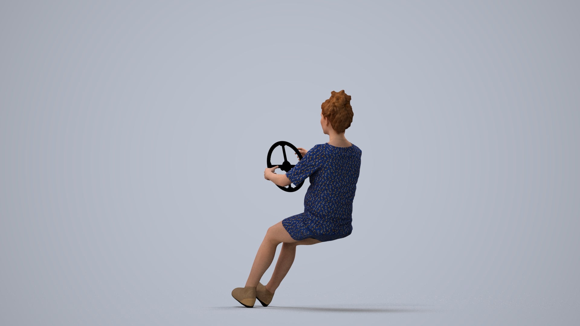 3D scanned boy driving casual, photorealistic archviz people for Enscape and SketchUp, three-quarter view render