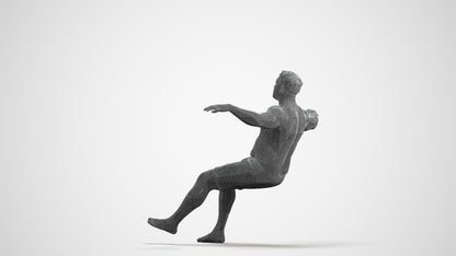 3D human model man pool, photogrammetry scanned person for archviz, wireframe front view