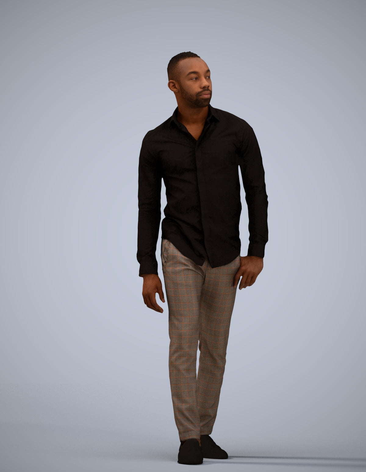 photogrammetry 3D man business walking, realistic human model archviz FBX