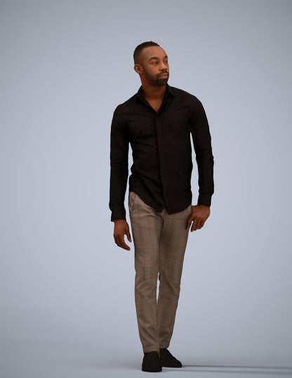photogrammetry 3D man business walking, realistic human model archviz FBX