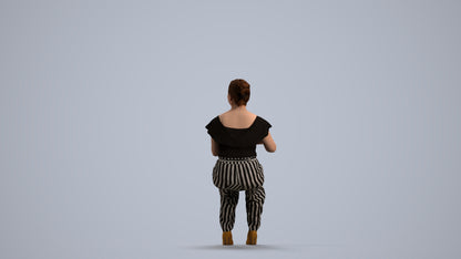 3D scanned woman sitting casual, photorealistic archviz people for Enscape and SketchUp, front view render