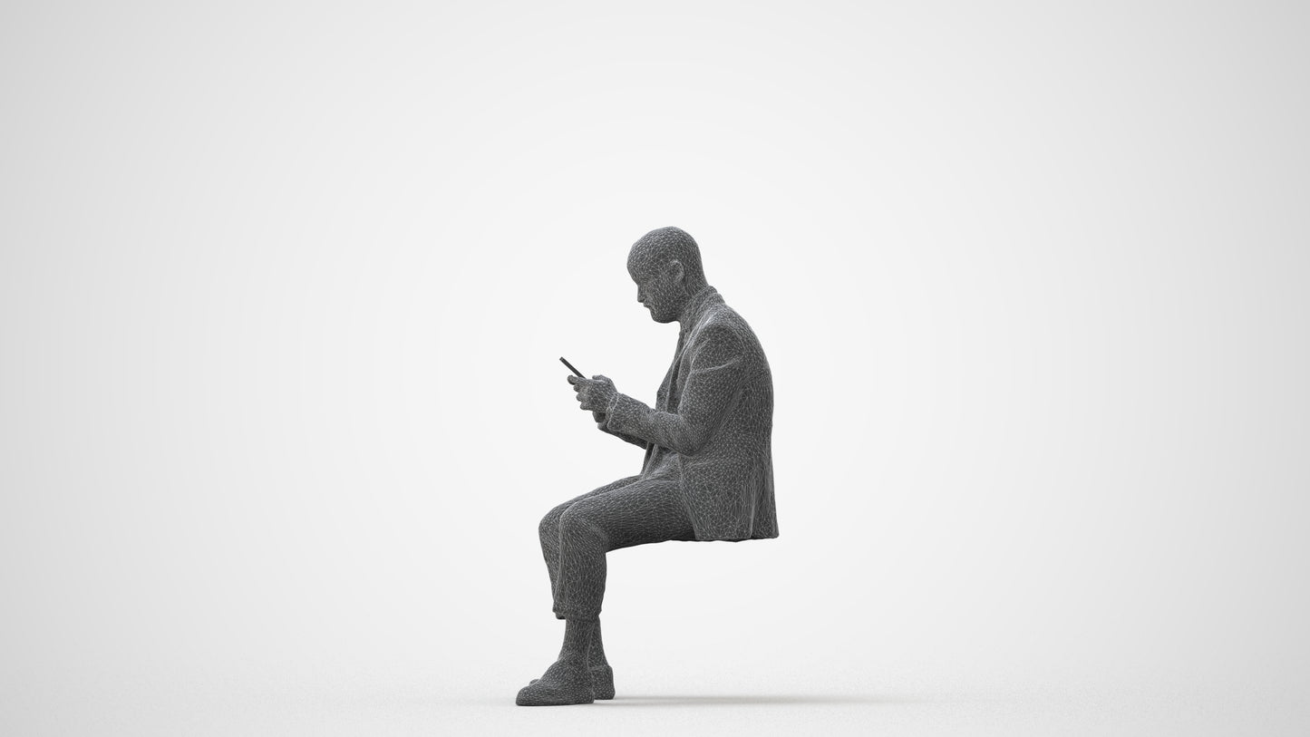 3D human model man business, photogrammetry scanned person for archviz, square thumbnail