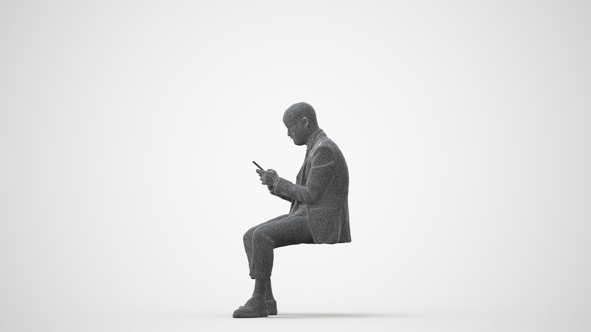 3D human model man business, photogrammetry scanned person for archviz, square thumbnail