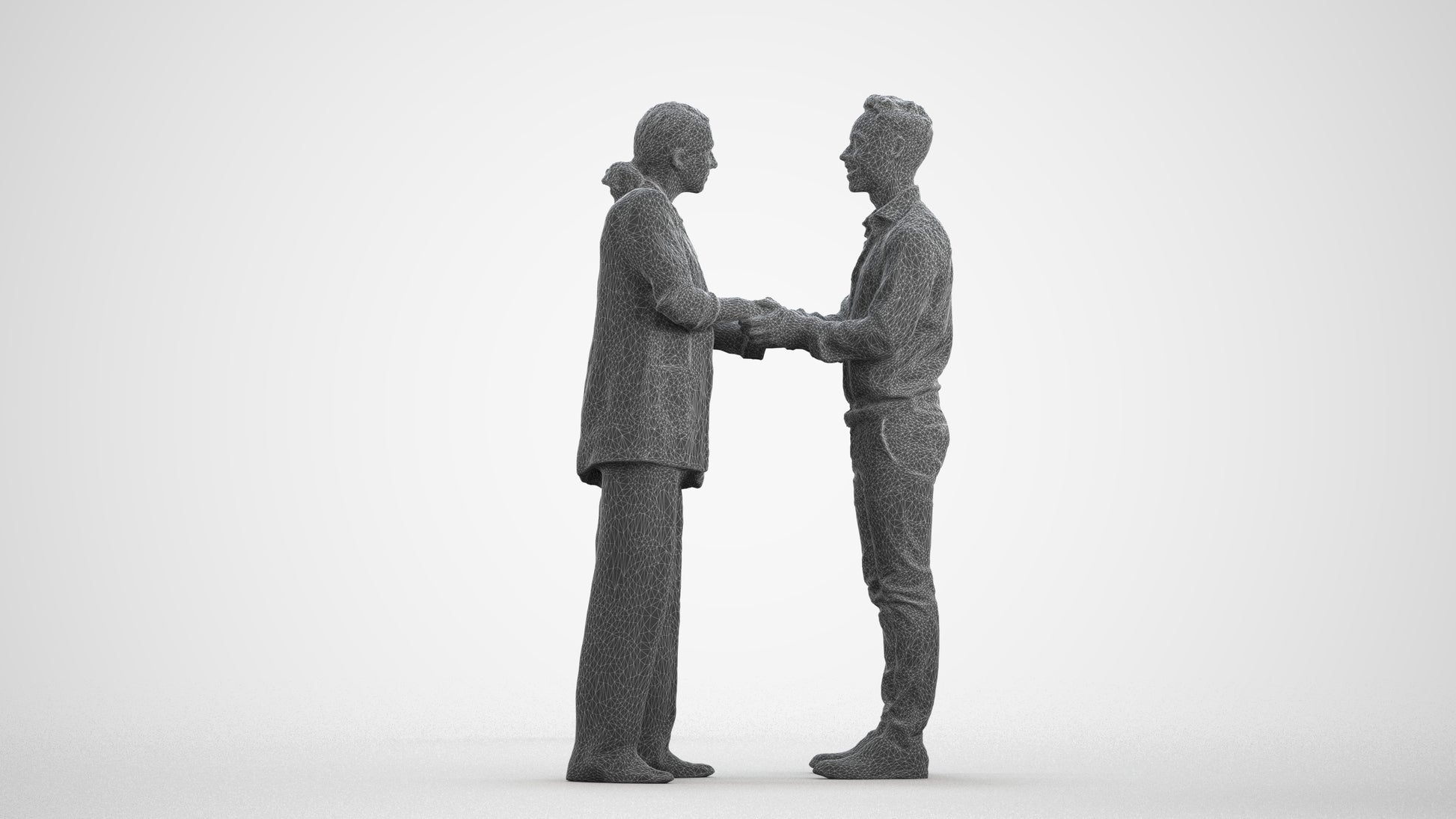 scanned 3D woman business, photogrammetry people for Enscape and V-Ray, wireframe front view
