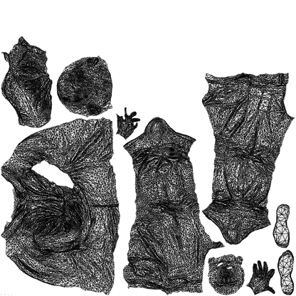 3D scanned man standing casual, photorealistic archviz people for Enscape and SketchUp, wireframe top-down view