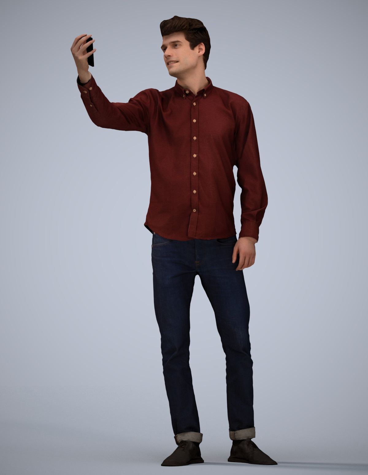scanned 3D man casual standing, photogrammetry people for Enscape and V-Ray