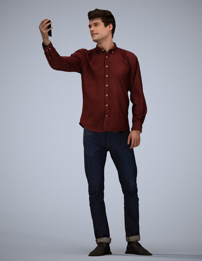 scanned 3D man casual standing, photogrammetry people for Enscape and V-Ray