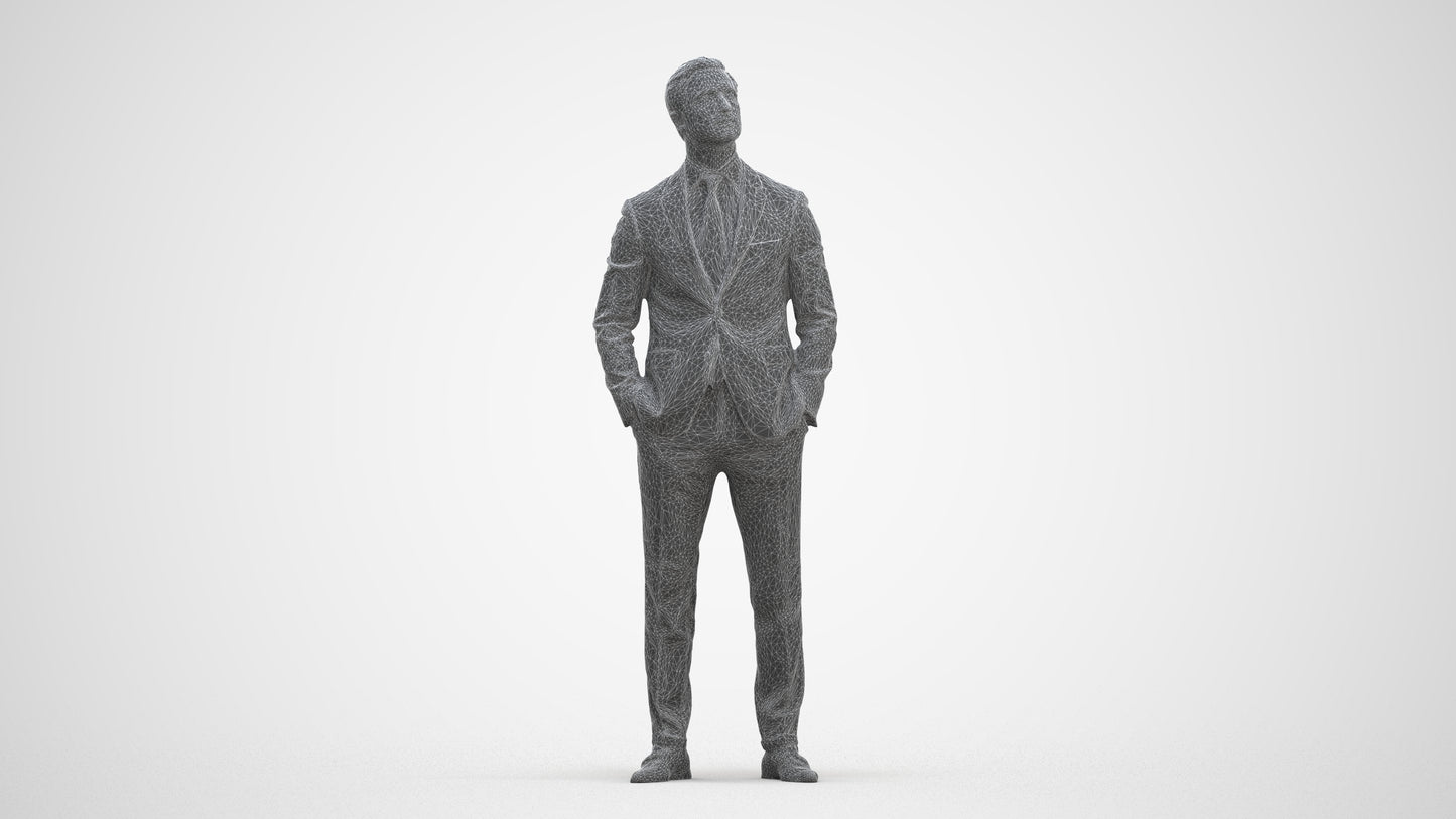 realistic 3D people man business, render-ready for V-Ray and Corona, FBX OBJ, three-quarter front view render