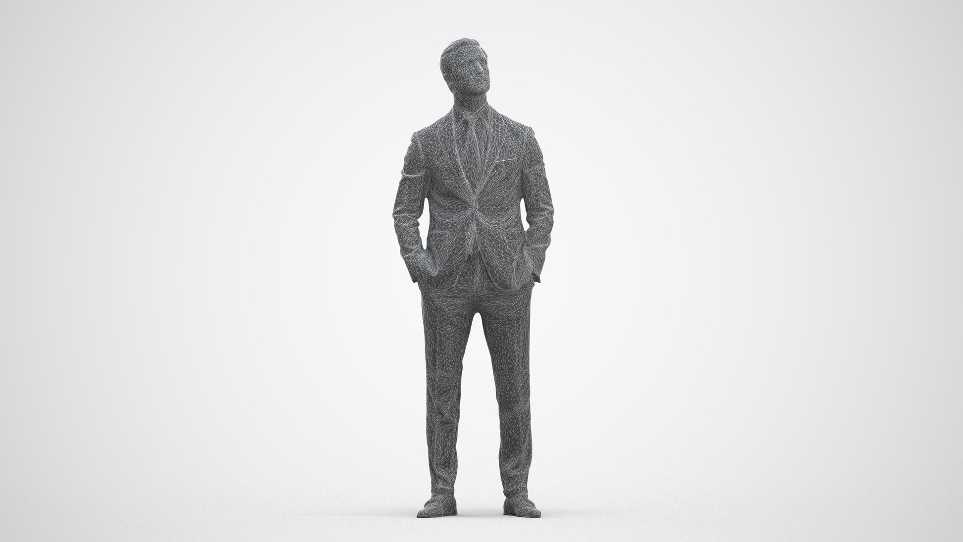 realistic 3D people man business, render-ready for V-Ray and Corona, FBX OBJ, three-quarter front view render