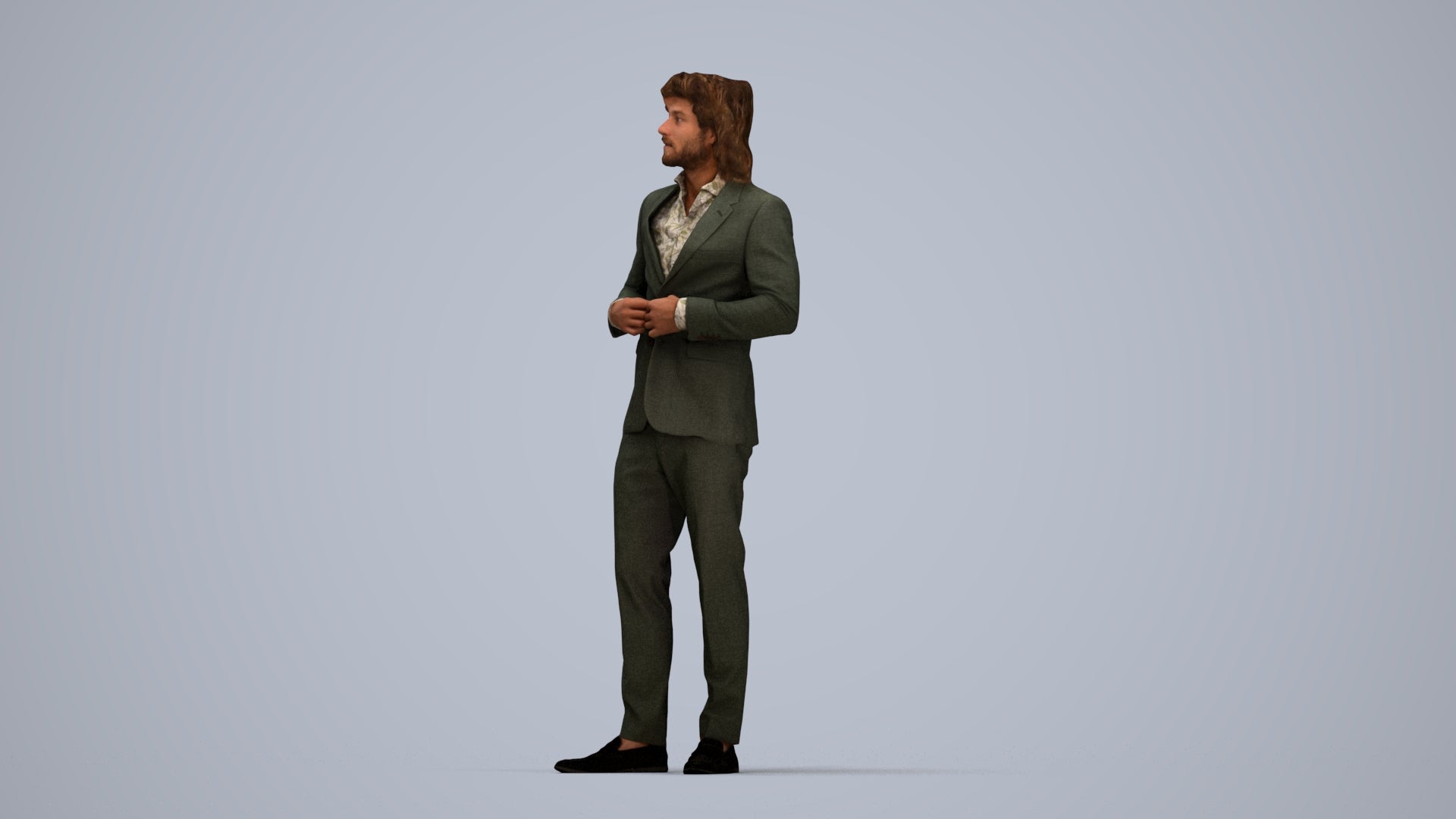 photogrammetry 3D man business, realistic human model archviz FBX, top-down view render