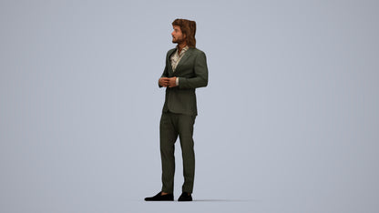photogrammetry 3D man business, realistic human model archviz FBX, top-down view render