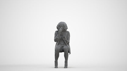 3D people model woman business sitting, scanned human for 3ds Max rendering, three-quarter front view render
