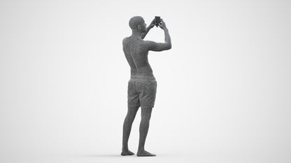 scanned 3D man pool, photogrammetry people for Enscape and V-Ray, wireframe side view