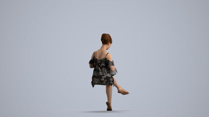 realistic 3D girl casual kids, scanned archviz people for Blender and 3ds Max, front view render
