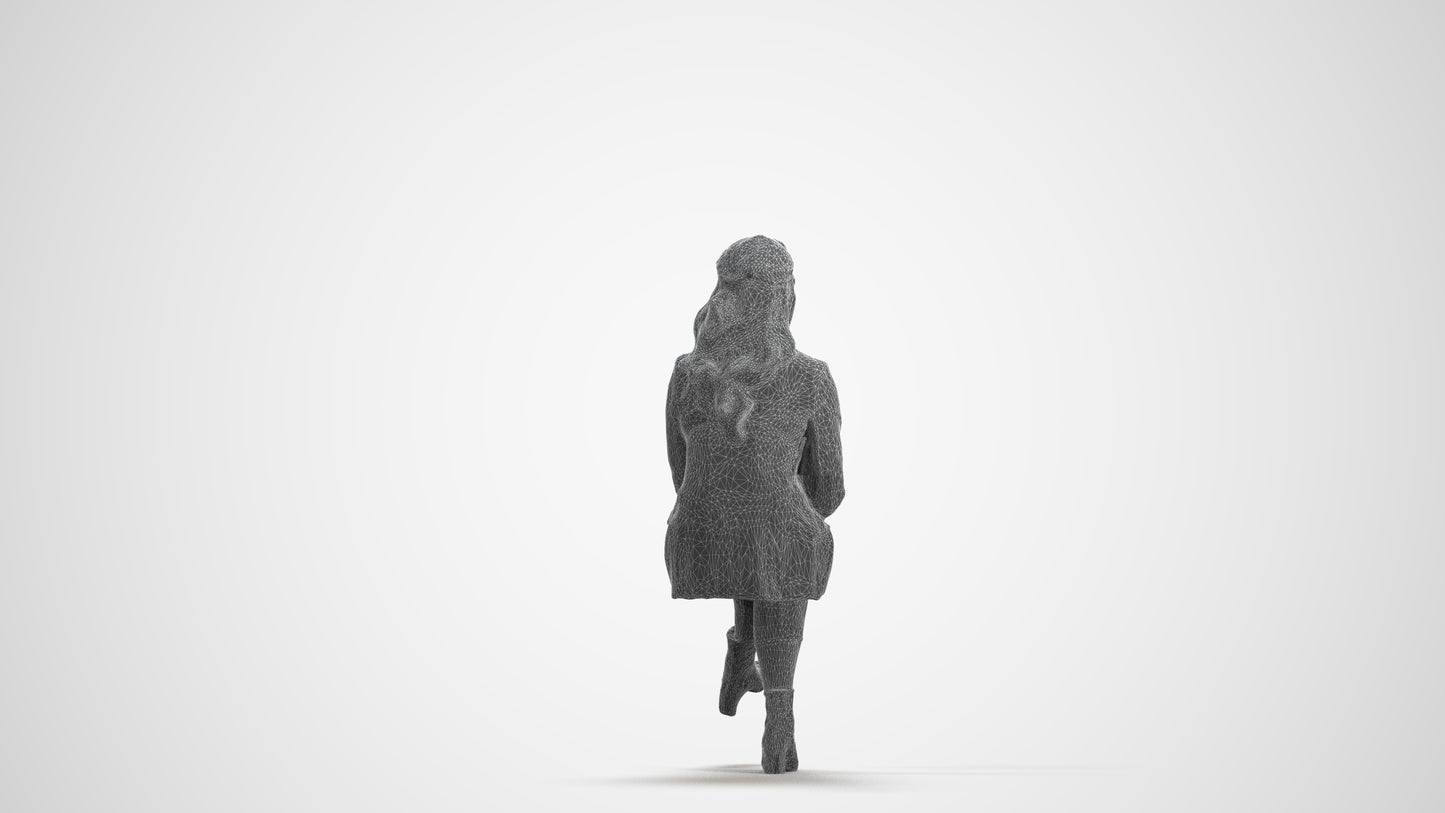 3D scanned woman business, photorealistic archviz people for Enscape and SketchUp, wireframe front view