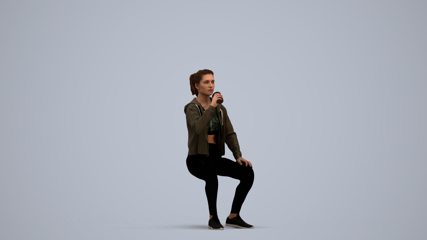 realistic 3D human woman sport, archviz people FBX OBJ for Blender, standing pose render