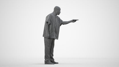 scanned 3D man hospitality, photogrammetry people for Enscape and V-Ray, wireframe side view