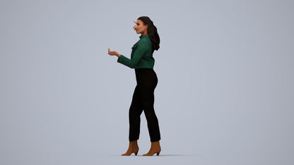 photogrammetry 3D woman business standing, realistic human model archviz FBX, top-down view render