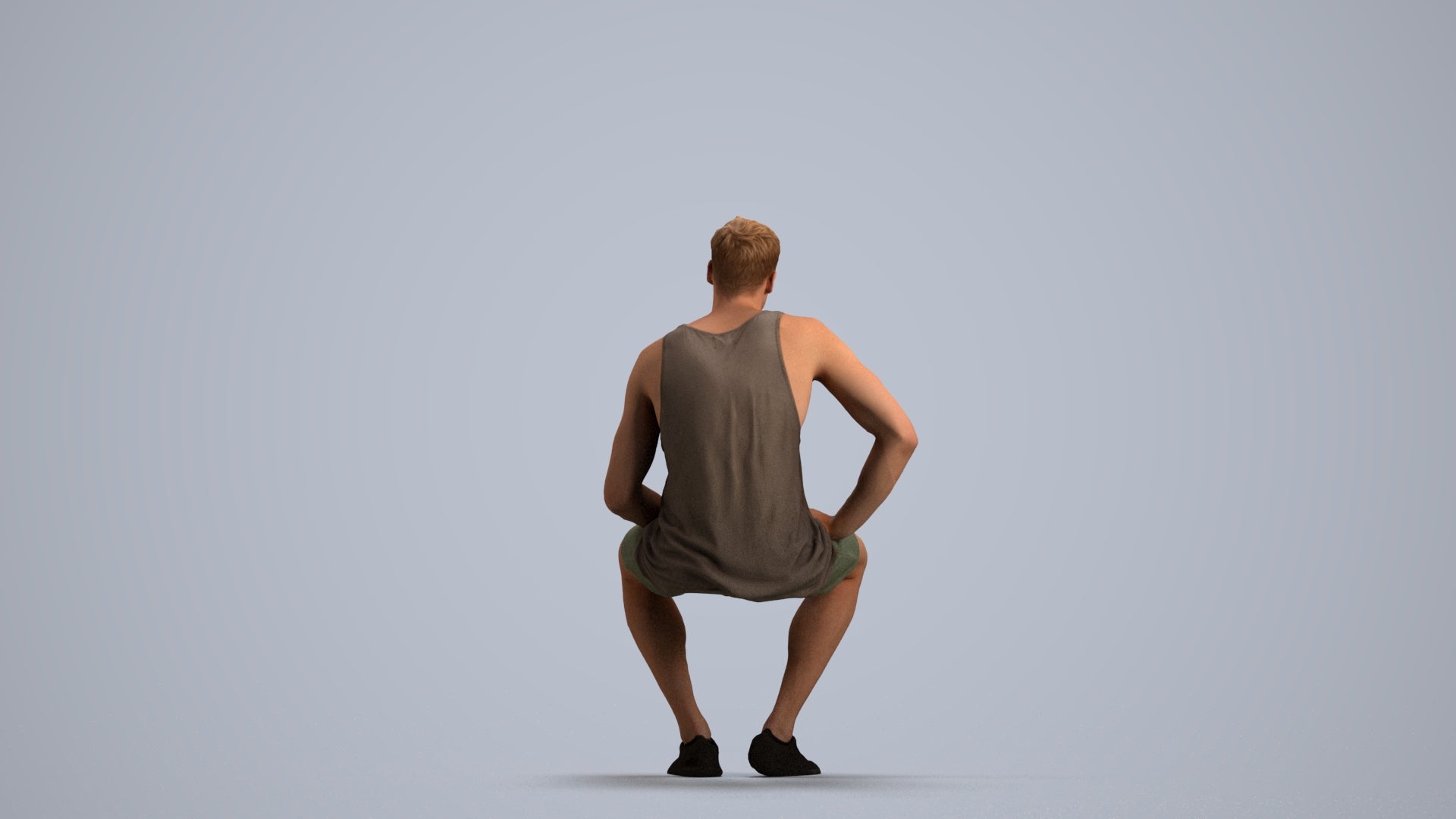 photogrammetry 3D man casual sitting, realistic human model archviz FBX, front view render