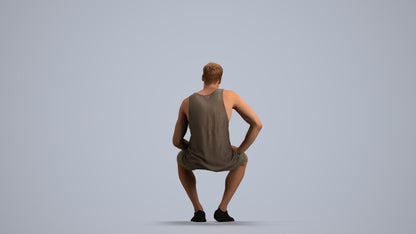 photogrammetry 3D man casual sitting, realistic human model archviz FBX, front view render