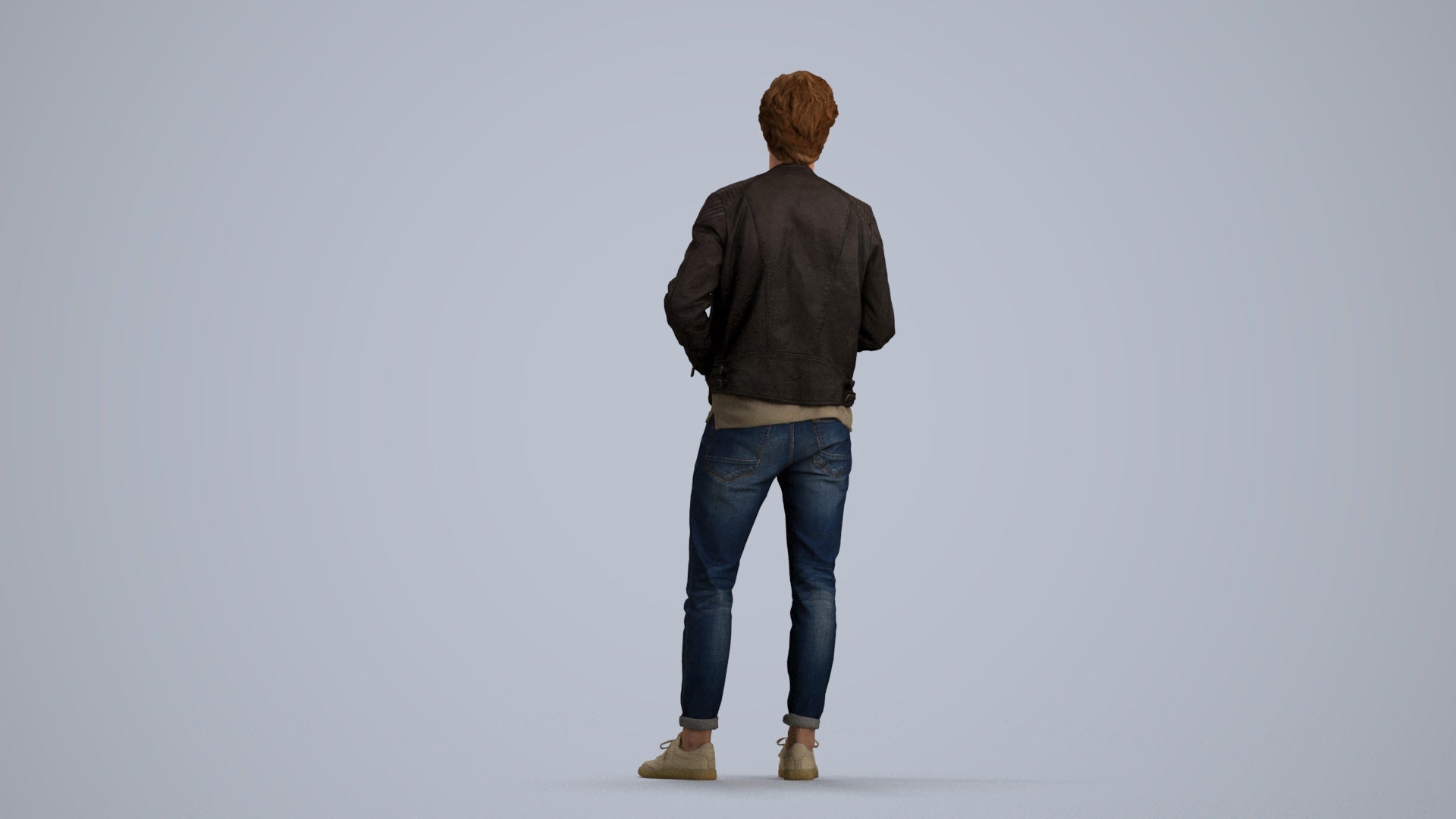 photogrammetry 3D man casual standing, realistic human model archviz FBX, front view render