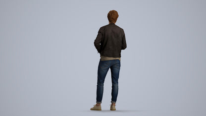 photogrammetry 3D man casual standing, realistic human model archviz FBX, front view render