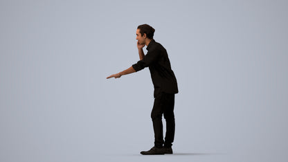 3D people model man casual standing, scanned human for 3ds Max rendering, three-quarter view render