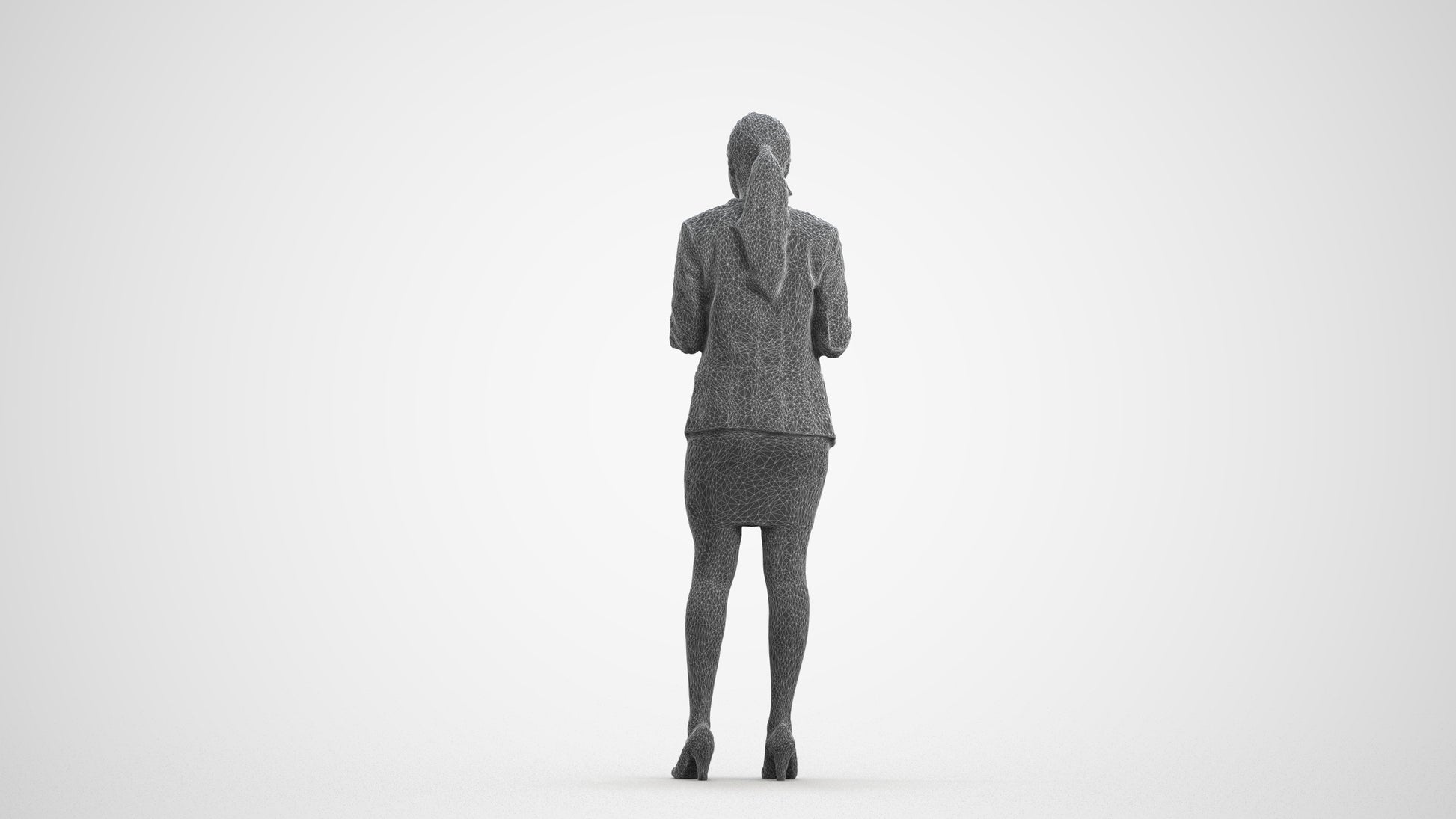 scanned 3D woman business, photogrammetry people for Enscape and V-Ray, wireframe front view