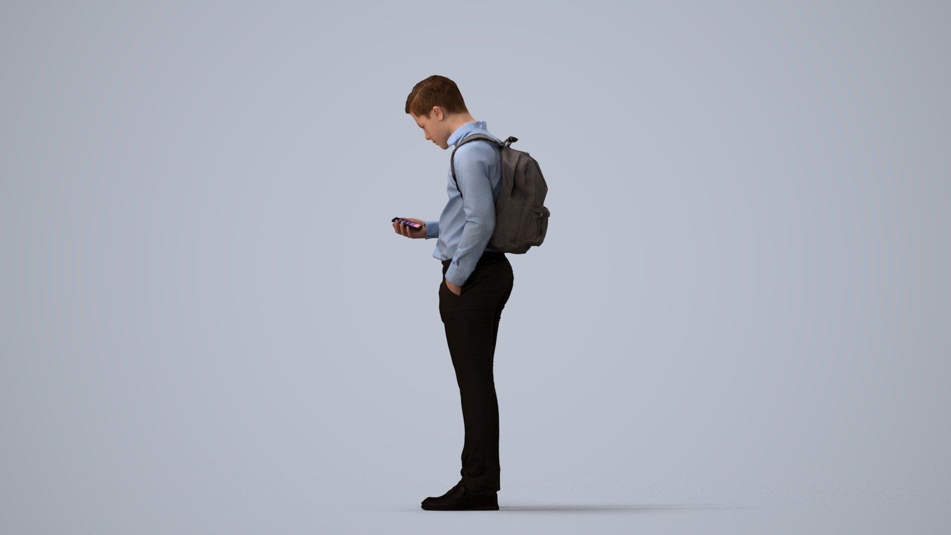 3D people model boy kids, scanned human for 3ds Max rendering, three-quarter view render