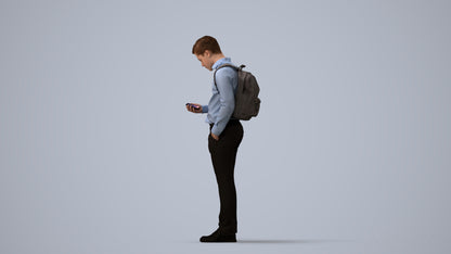3D people model boy kids, scanned human for 3ds Max rendering, three-quarter view render