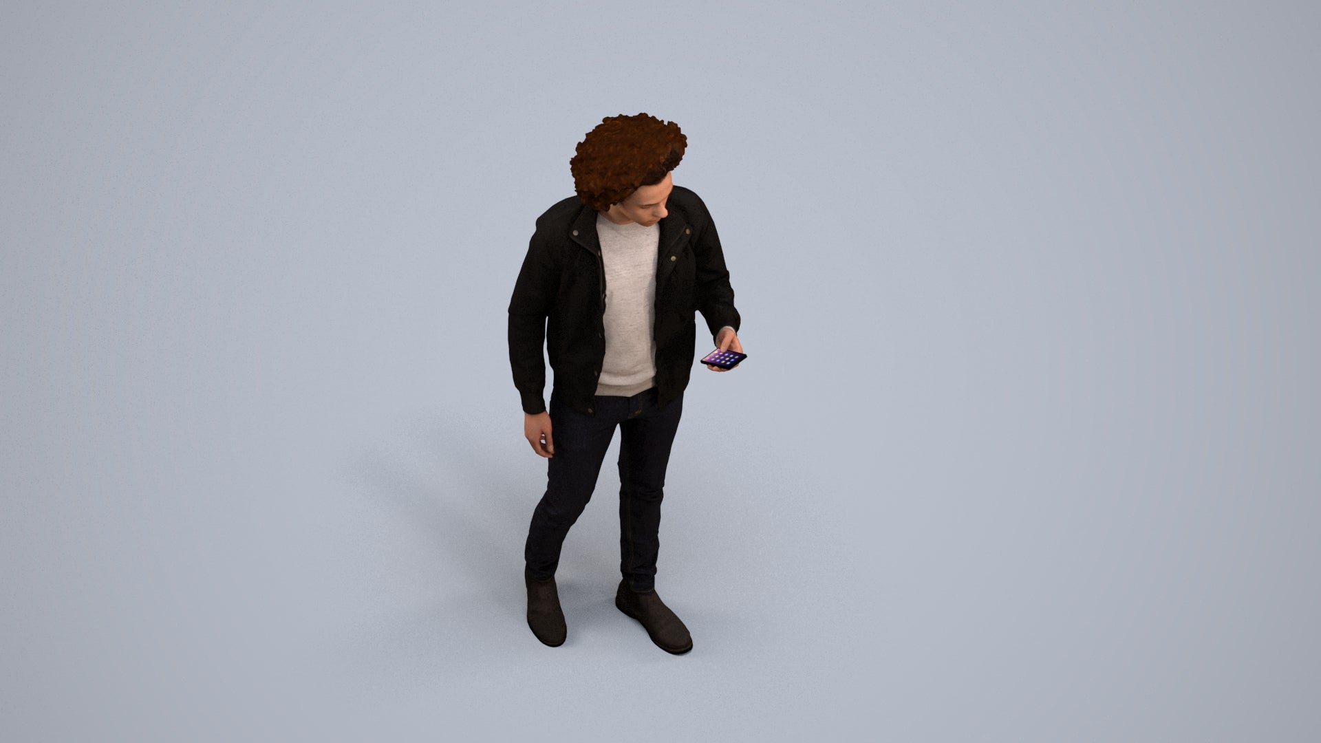 photogrammetry 3D man casual standing, realistic human model archviz FBX, back view render