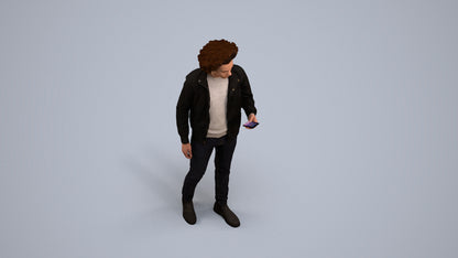 photogrammetry 3D man casual standing, realistic human model archviz FBX, back view render