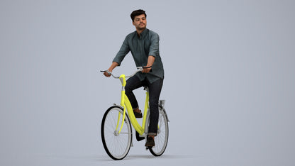 photogrammetry 3D man casual cycling, realistic human model archviz FBX, standing pose render