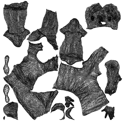 3D human model man sport, photogrammetry scanned person for archviz, wireframe top-down view