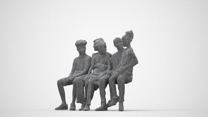 realistic 3D human girl casual kids, archviz people FBX OBJ for Blender, wireframe back view