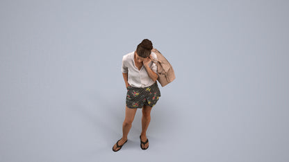3D people model woman casual standing, scanned human for 3ds Max rendering, back view render