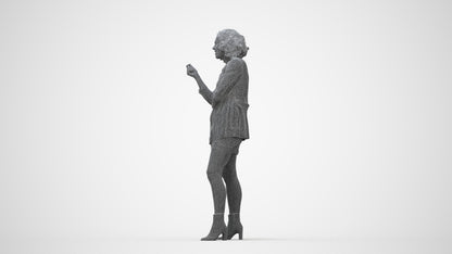 scanned 3D woman business standing, photogrammetry people for Enscape and V-Ray, wireframe back view