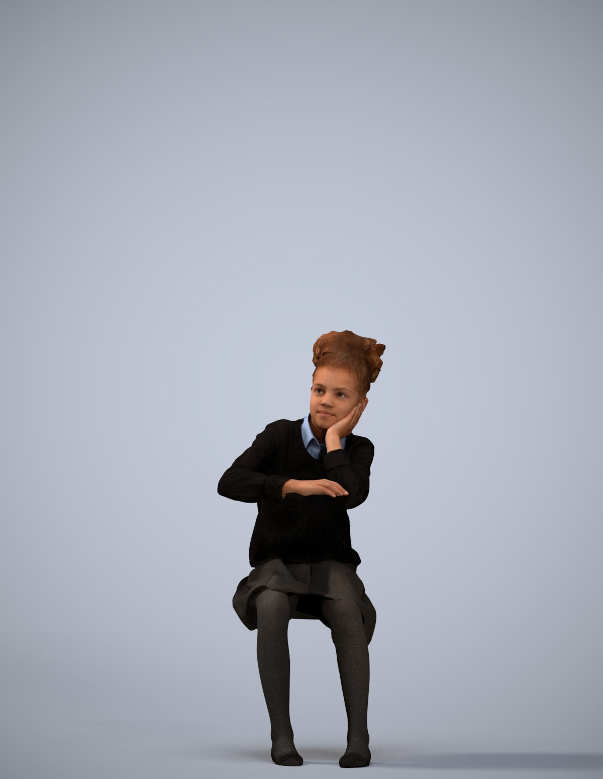 realistic 3D human girl kids, archviz people FBX OBJ for Blender