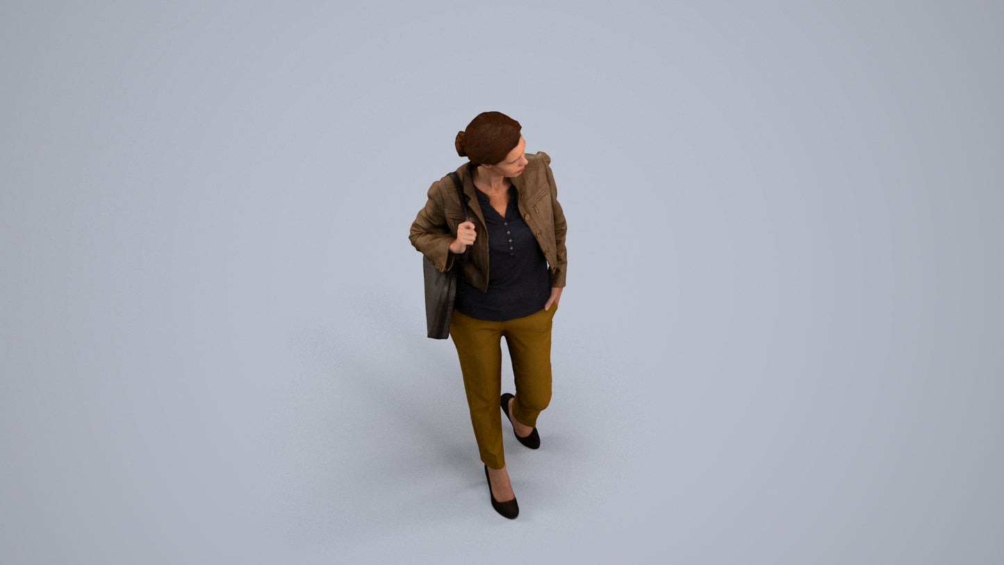 scanned 3D woman casual standing, photogrammetry people for Enscape and V-Ray, back view render