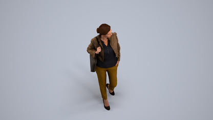 scanned 3D woman casual standing, photogrammetry people for Enscape and V-Ray, back view render